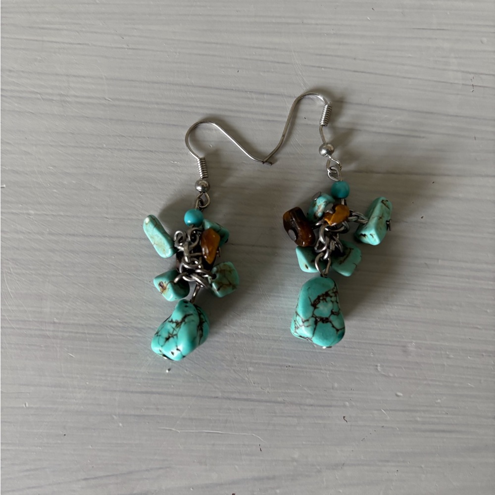Turquoise and Silver Dangle Earrings